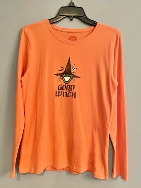 Life Is Good Orange Long-Sleeve "Good Witch" Cotton Top